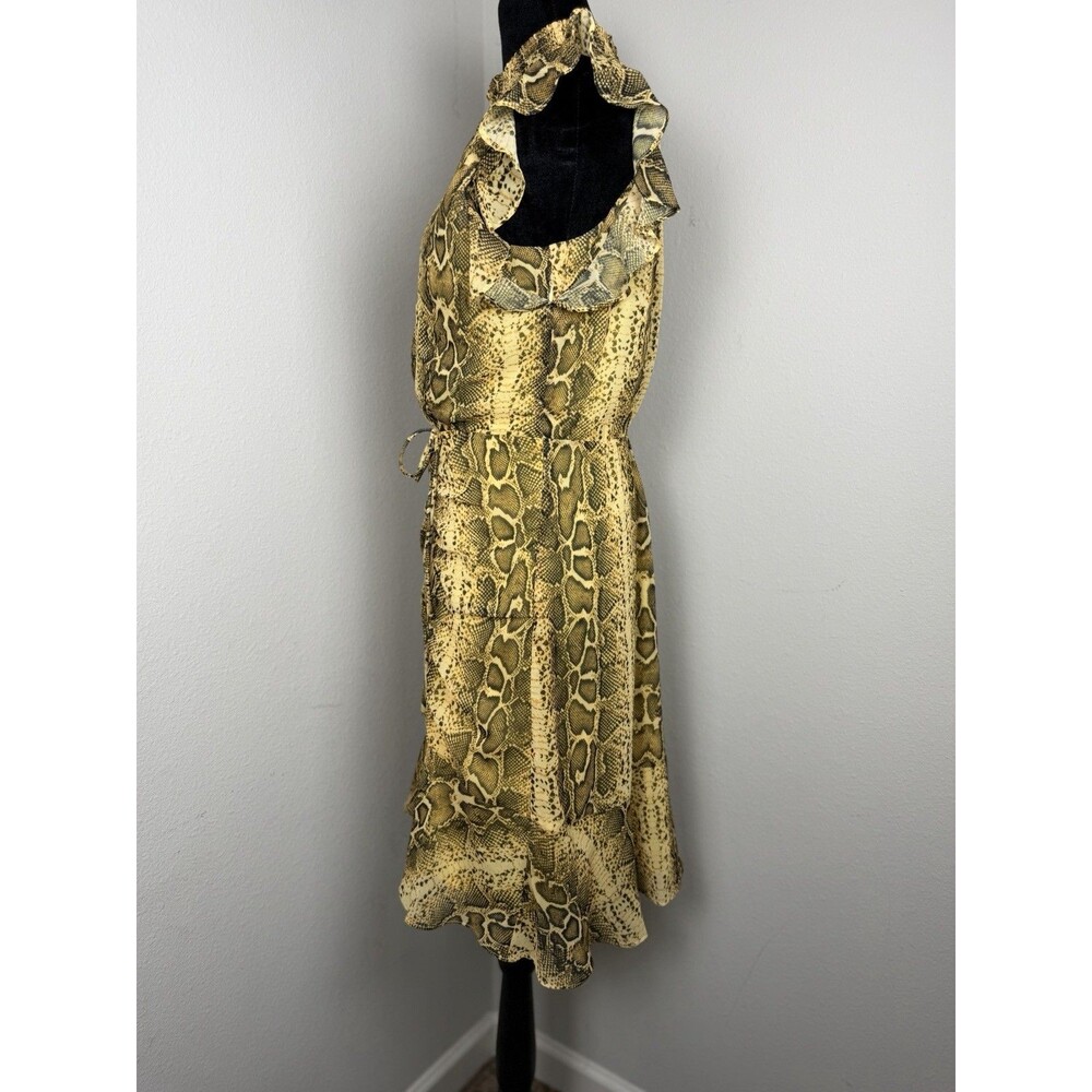 Sam Edelman Snake Print Ruffle Dress Size 10 NWT Yellow Multi - Picture 16 of 16